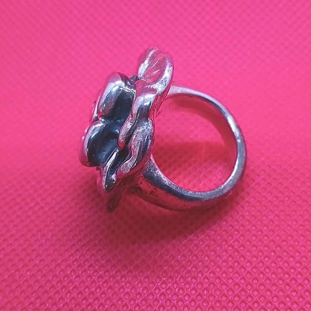 Sterling Silver Large Blooming Rose Ring. - Picture 7 of 16